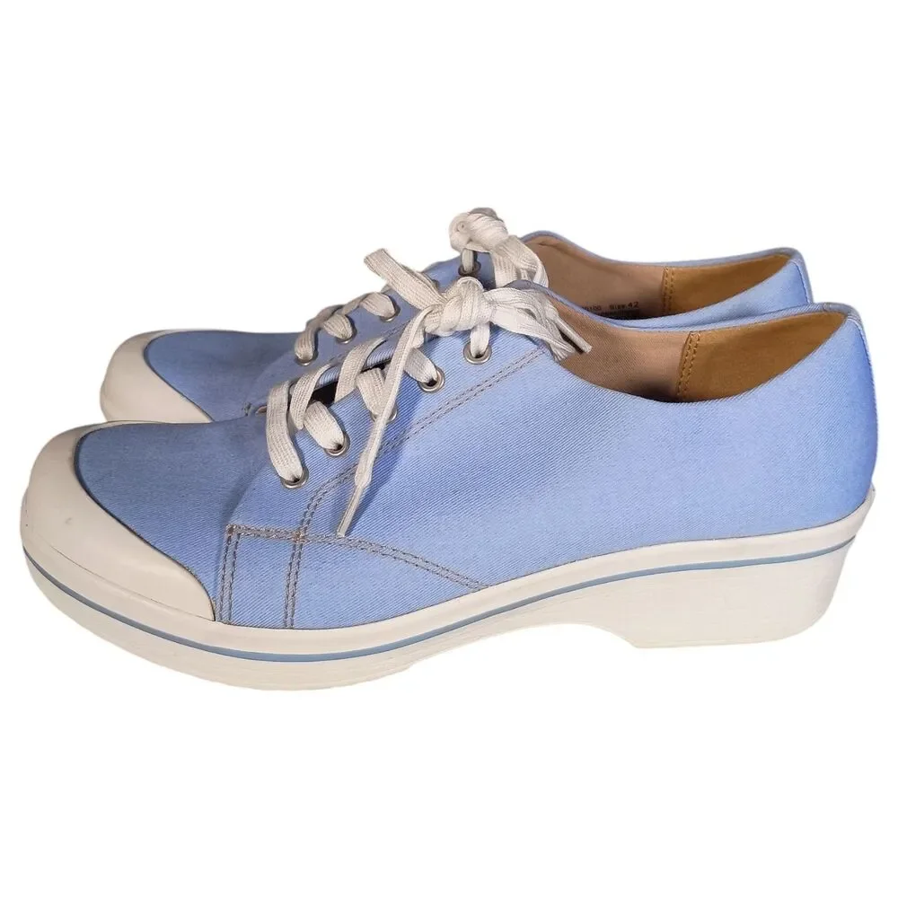 Dansko Veda Vegan Canvas Slip Resistant Platform Sneaker Clog Blue Women 11.5-12
